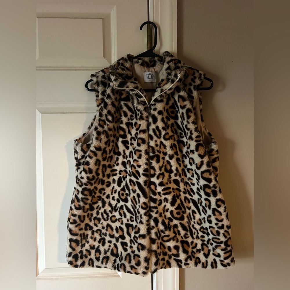 Katydid Leopard Print Faux Fur Vest